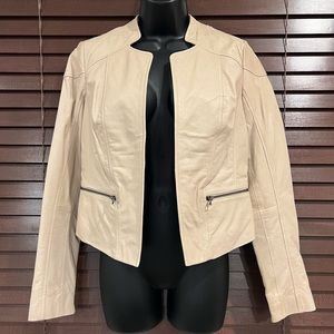 NWT Collarless, no zipper, genuine LEATHER JACKET